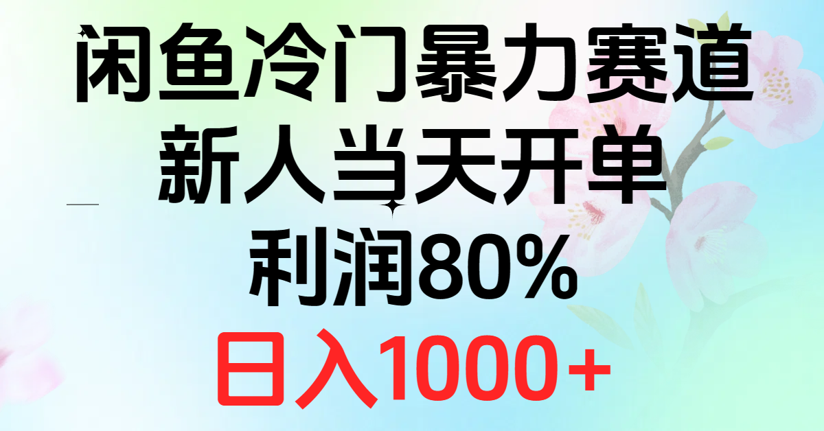 (6.12)2024闲鱼冷门暴力赛道，新人当天开单，利润80%，日入1000+