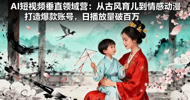 (10.8)AI短视频垂直领域营：从古风育儿到情感动漫，打造爆款账号,日播放量破百万