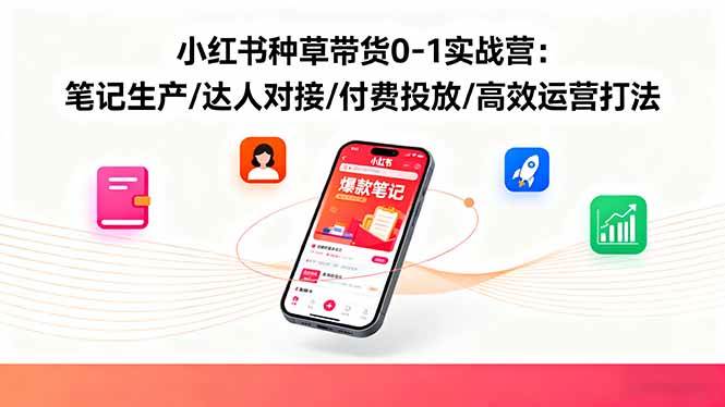 (10.19)小红书种草带货0-1实战营：笔记生产/达人对接/付费投放/高效运营打法